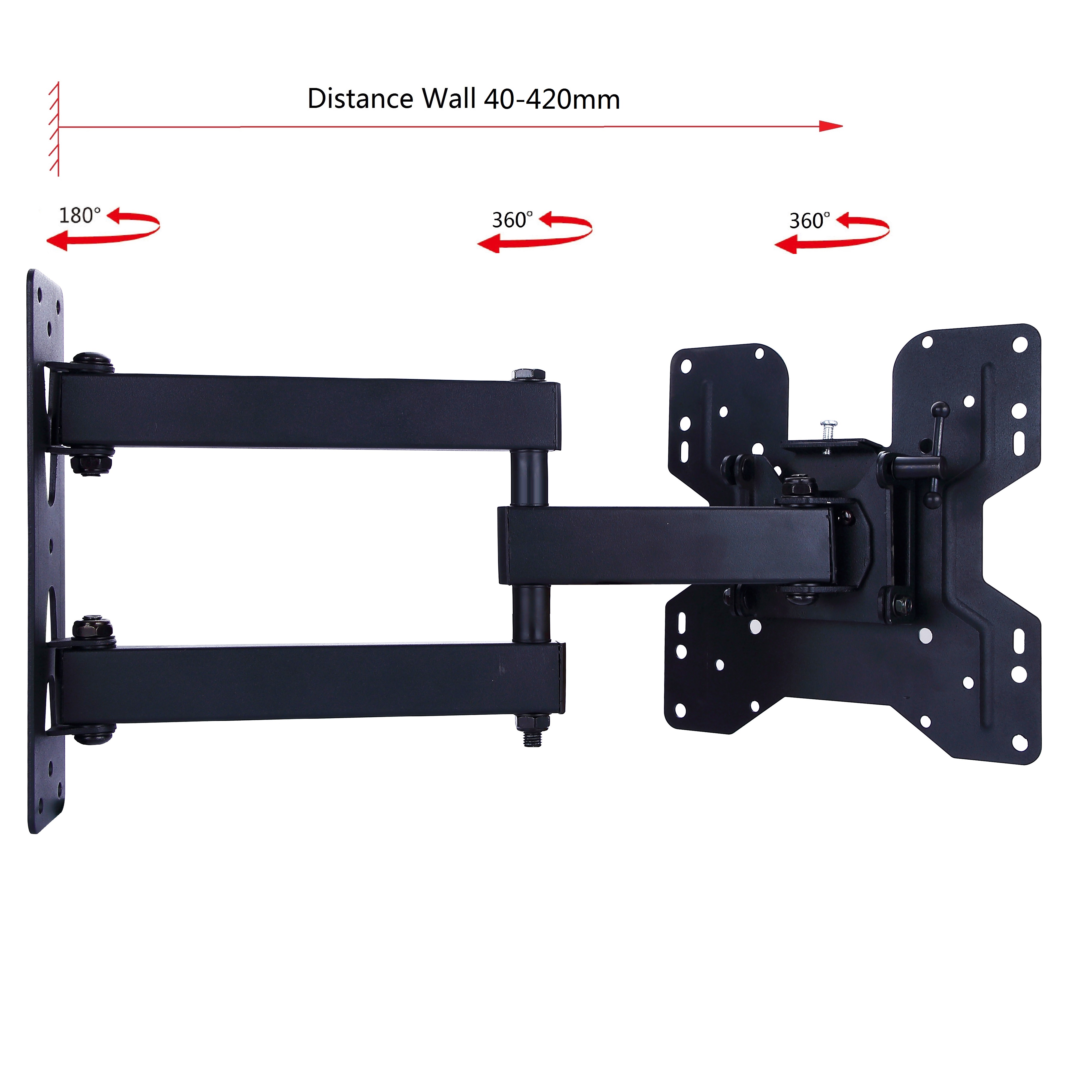 Mount Factory Staffa di montaggio a parete girevole per TV Full Motion articolata in nero per 10'-26'